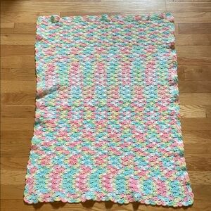Handmade Pastel Crochet Baby Blanket - 26x33 Inches